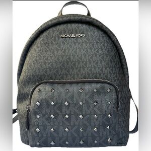 Michael Kors Black Erin Bag Studded Monogram Backpack Purse
